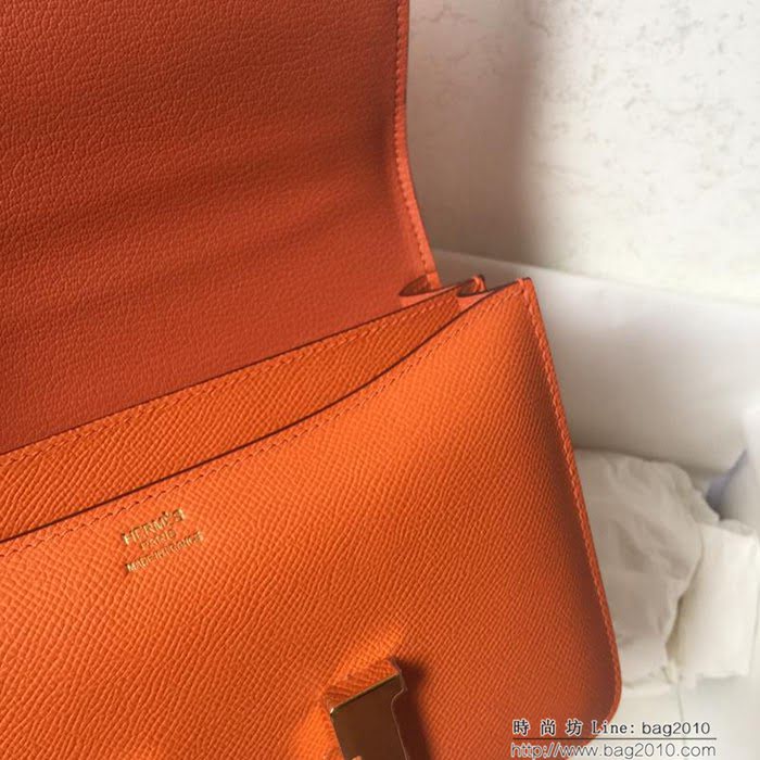 HERMES愛馬仕 Constance 空姐包 橙色 金銀扣 原廠Epsom皮 原版五金 蜜蠟線縫製 單肩斜挎包  Ama1263